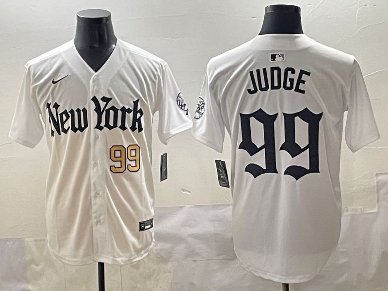 Men 2025 New York Yankees #99 Judge White Five generations Joint Name Nike MLB Jersey style 2->new york yankees->MLB Jersey